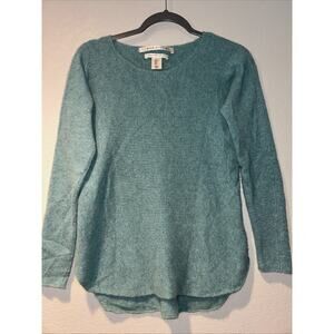 Max Studio Cashmere Sweater Womens Small Turquoise Round Hem Quiet Luxury